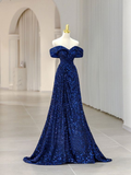 Niulatu Evening Dress Elegant Dress Formal Sleeveless Off Shoulder Sequined with Glitter Sequin HZ1007