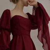 Niulatu Romantic A-Line Burgundy Prom Dress Evening Dress HZ1007