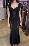 Niulatu Black Lace Mermaid Evening Dress Long Prom Dress HZ1007