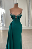Niulatu Dark Green Strapless Mermaid Long Prom Dress Evening Dress HZ1007