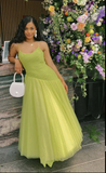 Niulatu Green Tulle Muslim Evening Dress Women A Line Pleated Formal Prom Dress Party Gowns HZ1007