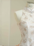 Niulatu Light Pink Satin Lace Sequin Beaded Evening Dress Slit Mermaid Prom Dress HZ1007