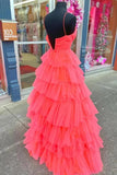 Niulatu A-line V-neck Layers Long Prom Dresses, Evening HZ1007