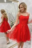Niulatu Lace Spaghetti Straps Homecoming Dresses, Short Prom HZ1007