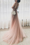 Rhinestons Rose Gold A-line Long Prom HZ0308