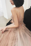 Rhinestons Rose Gold A-line Long Prom HZ0308