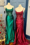 Niulatu Blue Lace-Up Mermaid Satin Long Prom Dress with HZ1007