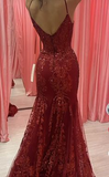 Niulatu Red Tulle Lace Mermaid Prom Dress Evening Gown HZ1007