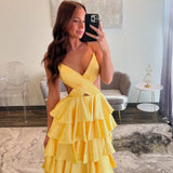 Niulatu Golden Emulation Silk Strapless Prom Dresses Backless vestidos de noche Floor-Length Sleeveless Formal HZ1007