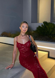 Niulatu Spaghetti Straps Lace Evening Dress Lace Party Gown HZ1007