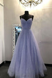 Niulatu tulle sequin long prom dress purple formal dress HZ0113