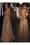 Niulatu Sparkly V-Neck Long Prom Dresses Formal Evening Dresses HZ1007