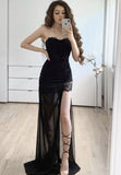 Niulatu lace long prom dress black evening dress HZ1007