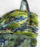 Niulatu Spaghetti Straps Beaded Sequin Ruffles Chiffon Evening Dress Outfits HZ0113