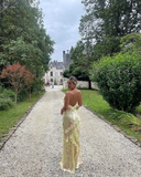 Niulatu Yellow Ruffles Long Prom Dress Evening Dress HZ0113