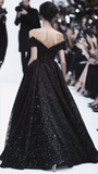 Niulatu Off The Black Sequins Prom Dress Formal Evening Dress HZ1007