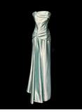 Niulatu Sage Green Strapless Satin Long Prom Dress Evening Dress HZ1007