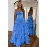 Niulatu Strapless Tiered Ruffles A-line Prom Dress A-line Side Split vestidos de noiva Customized Zip Back Chiffon Evening HZ1007