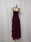 Niulatu A line Sweetheart Burgundy Chiffon Vacation Dress Long Birthday Dresses SD0010