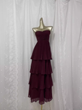 Niulatu A line Sweetheart Burgundy Chiffon Vacation Dress Long Birthday Dresses SD0010