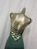 Niulatu Sheath Spaghetti Straps Green Long Vacation Dress Birthday Outfits SD0011