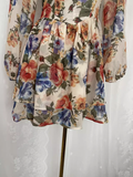 Niulatu A line V Neckline Floral Chiffon Travel Vacation Floral Beach Dress Short Dress SD0012