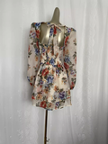 Niulatu A line V Neckline Floral Chiffon Travel Vacation Floral Beach Dress Short Dress SD0012