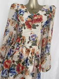 Niulatu A line V Neckline Floral Chiffon Travel Vacation Floral Beach Dress Short Dress SD0012