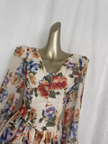 Niulatu A line V Neckline Floral Chiffon Travel Vacation Floral Beach Dress Short Dress SD0012