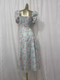 Niulatu A line Square Neckline Floral Vacation Beach Dress Birthday Dress SD0013