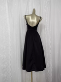 Niulatu A line Spaghetti Straps Black Vacation Dress Satin Birthday Dresses SD0016