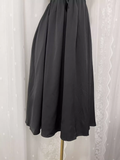 Niulatu A line Spaghetti Straps Black Vacation Dress Satin Birthday Dresses SD0016