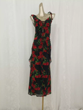 Niulatu A line Spaghetti Straps Red Rose Travel Vacation Floral Beach Dress Birthday Outfits SD0017