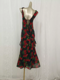 Niulatu A line Spaghetti Straps Red Rose Travel Vacation Floral Beach Dress Birthday Outfits SD0017