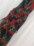 Niulatu A line Spaghetti Straps Red Rose Travel Vacation Floral Beach Dress Birthday Outfits SD0017