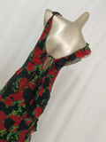 Niulatu A line Spaghetti Straps Red Rose Travel Vacation Floral Beach Dress Birthday Outfits SD0017