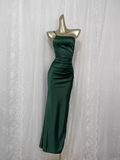 Niulatu Sheath One Shoulder Green Vacation Dress Satin Birthday Dresses SD0019