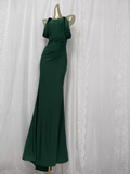 Niulatu Mermaid Off The Shoulder Green Vacation Dress Satin Birthday Dresses SD0021