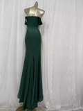 Niulatu Mermaid Off The Shoulder Green Vacation Dress Satin Birthday Dresses SD0021