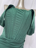 Niulatu Mermaid Off The Shoulder Green Vacation Dress Satin Birthday Dresses SD0021