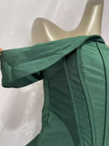 Niulatu Mermaid Off The Shoulder Green Vacation Dress Satin Birthday Dresses SD0021