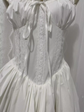 Niulatu A line Straps White Vacation Beach Dress Short Dress SD0022