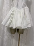 Niulatu A line Straps White Vacation Beach Dress Short Dress SD0022