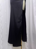 Niulatu Sheath Spaghetti Straps Black Vacation Dress Satin Birthday Dresses SD0025