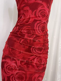 Niulatu Sheath Straps Floral Red Travel Vacation Beach Dress Short Birthday Dress SD0026