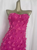 Niulatu Sheath Strapless Hot Pink Vacation Dress Flowers Birthday Dresses SD0027
