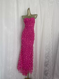 Niulatu Sheath Strapless Hot Pink Vacation Dress Flowers Birthday Dresses SD0027