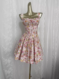 Niulatu A line Straps Floral Travel Vacation Floral Beach Dress Short Birthday Dress SD0029