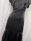 Niulatu Sheath Backless Travel Vacation Black Satin Beach Dress Long Dress SD002