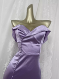 Niulatu Sheath Off The Shoulder Lilac Vacation Dress Slit Birthday Dresses SD0030